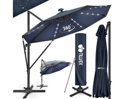 tillvex® Premium Alu Parasol 330 cm + Afdekking & Windbescherming | Zweefparasol 6-voudig verstelbaar met zwengel | Tuinparasol 360° draaibaar kantelbaar klapbaar | UV50+ waterdicht, Groß