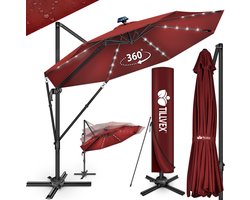 tillvex® Premium aluminium parasol diameter 330 cm + hoes & windbescherming | Zweefparasol 7-voudig verstelbaar met zwengel | Tuinparasol 360° draaibaar kantelbaar | Zwengel parasol UV50+ Groot