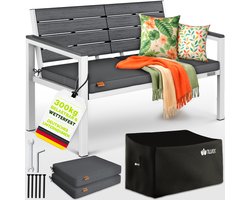 tillvex® Tuinbank Weerbestendig 2-3 Zits met Hoes & Kussens | Parkbank in Houtlook tot 300kg Belastbaar UV-bestendig | Zitbank Tuin Terras Balkon met Wasbare Hoes