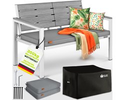 tillvex® Tuinbank Weerbestendig 2-3 Zits met Hoes & Kussens | Parkbank in Houtlook tot 300kg Belastbaar UV-bestendig | Zitbank Tuin Terras Balkon met Wasbare Hoes
