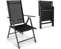 tillvex® Tuinstoel 1 Stuk Opvouwbaar van Aluminium | Hoogrug Stoel met Armleuningen | Klapstoel Verstelbaar | Klapsessel Balkon Tuin Terras