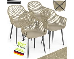 tillvex® Tuinstoel 4-delige set weerbestendig met armleuning | Buitenstoelen belastbaar tot 120 kg | Tuinstoelen UV-bestendig | Terrasstoel tuinmeubelen terras balkon buiten tuin