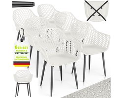 tillvex® Tuinstoel 6-delige set weerbestendig met armleuning | Buitenstoelen belastbaar tot 120 kg | Tuinstoelen UV-bestendig | Terrasstoel tuinmeubelen terras balkon buiten tuin