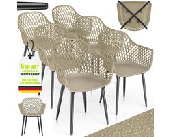 tillvex® Tuinstoel 6-delige set weerbestendig met armleuning | Buitenstoelen belastbaar tot 120 kg | Tuinstoelen UV-bestendig | Terrasstoel tuinmeubelen terras balkon buiten tuin