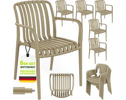 tillvex® Tuinstoelen 6-delige Set Stapelbaar Weerbestendig met Armleuning | Outdoor Stoelen tot 120kg Belastbaar | Tuinstoelen Outdoor | Terrasstoel Tuinmeubelen Balkon Tuin Terras
