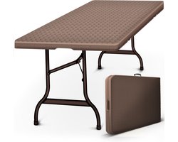 tillvex Tuintafel, inklapbaar, rotan-look, 180 x 75 cm, buffettafel met draaggreep, klaptafel voor tuin, terras en balkon, campingtafel voor 6 personen