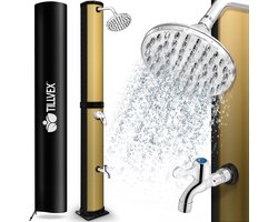 tillvex zonnedouche 35 liter inclusief Beschermhoes | Tuindouche voor de tuin warm water | Zwembad-douche camping | zonder stroomaansluiting | met kraan en regendouchekop | Tuinslangaansluiting