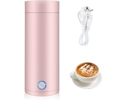 TIM® Draagbare Waterkoker – 400 ML - Mini Waterkoker - Portable Reis Waterkoker - Camping Waterkoker – In 5 Minuten Snel Koken - Roze - ‎25cm x 11cm x 11cm