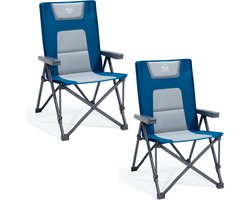 TIMBER RIDGE 2 Stuks Campingstoelen - Opvouwbaar - 4 Verstelbare Standen - 260 KG draagvermogen - Vouwstoel - Visstoel - Blauw