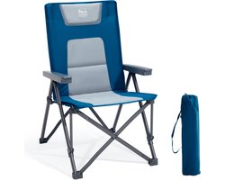 TIMBER RIDGE Campingstoel - Opvouwbaar - 4 Verstelbare Standen - 260 KG draagvermogen - Vouwstoel - Visstoel - Blauw