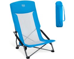 TIMBER RIDGE Strandstoel - Opvouwbaar & Lichtgewicht - 150KG draagvermogen - Hoge mesh rugleuning - Voor strand & camping - Blauw