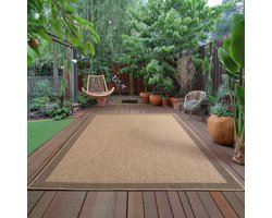 Timber Solid Buitenkleed – Indoor & Outdoor, Jute-Look Vloerkleed, Weerbestendig, Tuin, Balkonkleed - Beige- 280x370 CM