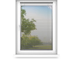 time4blinds - Binnenjaloezieën Zonder Boren - Aluminium Jaloezieën - Aluminium Rolgordijnen voor Woonkamer, Slaapkamer, Keuken, Kantoor - met Koordgeleiders - Glanzend zwart, Rechts, 1300x300