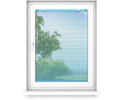 time4blinds - Binnenjaloezieën Zonder Boren - Aluminium Jaloezieën - Aluminium Rolgordijnen voor Woonkamer, Slaapkamer, Keuken, Kantoor - met Koordgeleiders - Azuurblauw, Rechts, 1600x500