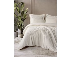 Timeless Collection Checkered Cream Single Size Bed Linen Set - Tijdloze collectie geruite crèmekleurige eenpersoons beddengoedset