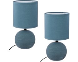 Timéo Bol Tafellamp - Keramische Lamp - Set van 2 - Moderne Tafellamp met Kabel - Sfeerverlichting voor Woonkamer - Slaapkamer - Bureau - 25cm in Hoogte