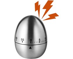 Timer - Keukentimer - RVS - Keukenherinnering - Mechanische wekker - Tijdmanager - Geschikt voor studie, tijdmanagement, sporten, koken en bakken - Zilver - 6*6*8 cm