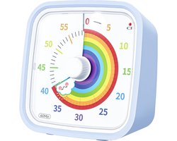 Timer - Kookwekker - Visuele timer kinderen - Visuele Timer - Verbeterde zwarte visuele timer met beschermhoes - Stille 60 minuten countdown-timer voor kinderen en volwassenen met herinnering bij laag batterijniveau （lichtblauw）