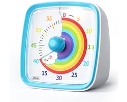 Timer met regenboogpatroon - timer - timer - kookwekker - wekker - Timer met nachtlampje - Visuele timer van 60 minuten - Leerklok timer - Blauw