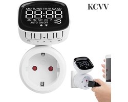 Timer stopcontact buiten-timer stopcontact buiten-timer stopcontact-Stekkertimer - Programmeerbaar stopcontact - Geschikt voor tuinen, zwembaden, binnenaquaria, buitenkeukens, huis- en vakantieverlichting - Wit - 9,5 x 8 cm