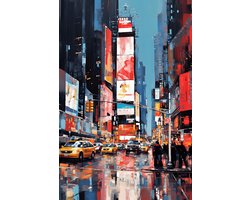 Times Square Poster - New York - Stad - Skyline - Aquarel - posters - formaat 60x90cm - Aesthetic - Wanddecoratie - Moderne Kunst - Aesthetic room decor - 1568MT