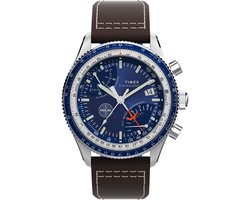 Timex Fly Back x Pan Am TW2W97200 Horloge - Leer - Bruin - Ø 43 mm