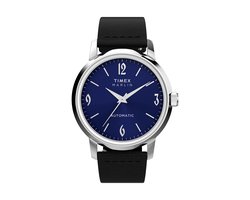 Timex Marlin Automatic Mechanisch Automatisch Horloge Zwart Kast: 100% Roestvrij Staal | Armband: 100%Leer 40 TW2W93100AJ
