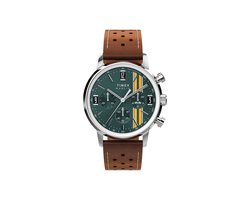 Timex Marlin Chronograph Stripes Quartz Analoog Horloge Bruin Kast: 100% Roestvrij Staal | Armband: 100%Leer 40 mm TW2W98900AJ, TW2W99000AJ, TW2W99100AJ