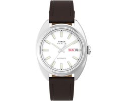 Timex Marlin Draper Automatic Mechanisch Automatisch Horloge Bruin En Zilverkleurig Kast Gemaakt Van 100% Roestvrij Staal En Een Armband Van 100% Leer 37 TW2Y65200AJ