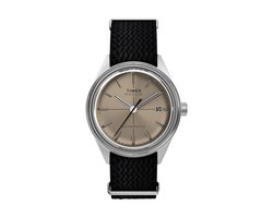 Timex Marlin® Jet Automatic 38Mm Fabric Strap Watch Quartz Chronograaf Horloge Zwart En Bruin Kast 100%: Roestvrij Staal | Armband 100%: Stof 38 mm TW2Y06300AJ
