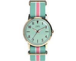 Timex Marlin Quartz Analoog Horloge Groen Kast: 100% Roestvrij Staal | Armband: 100% Textile 34 mm TW2Y49700AJ