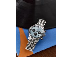 Timex Marlin Quartz Chrono Quartz Chronograaf Horloge Zilverkleurig En Blauw Kast Gemaakt Van 100% Roestvrij Staal En Een Armband Van 100% Roestvrij Staal 40 TW2Y66500AJ