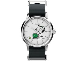 Timex Peanuts X Timex Marlin Automatic Pickleball 40Mm Leather Strap Watch Mechanisch Automatisch Horloge Blauw Kast Gemaakt Van 100% Roestvrij Staal En Een Armband Van 100% Leer 40 TW2Y50500AJ