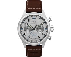 Timex Waterbury X Pan Am TW2Y38700 Horloge - Leer - Bruin - Ø 41 mm