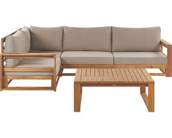 TIMOR II - Loungeset - Taupe - Gecertificeerd acaciahout