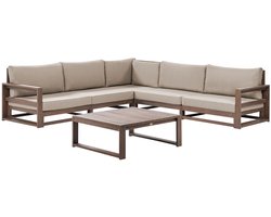 TIMOR - Loungeset 5-zits - Taupe - Gecertificeerd acaciahout