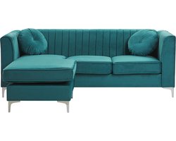 TIMRA - Hoekbank - Groen - Rechterzijde - 220 cm - Fluweel