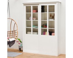 Timzowood Living - Vitrine schuifdeurkast - Wit