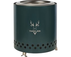 TINGELBOK® Ember Green Edition – Smokeless Fire Pit Ø22 cm – Compacte Rookarme Vuurkorf incl. Beschermhoes