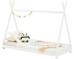 Tipi bed ELIN van massief grenen in 90 x 190, kinderhuisbed met dak, modern Indiaas speelbed voor kinderen, wit gelakt - ambiente