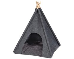 Tipi tent huisdieren bed - katten - honden - slaapplaats - Mand met kussen - Dierenhok - Honden en katten mand - huisdieren tent - antraciet