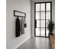 Tipton Wandkapstok Zwart – 9 Haken – 90 x 25 cm – Staal – Handgemaakt – Wibema