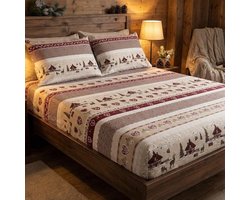 Tiroler Beddengoed Set Katoen Frans Bed Met Herten & Hutten Design