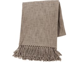 Tiseco - Deken COTTON SLUB - met franjes - 130x160 cm - Taupe