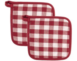 Tiseco Gingham Pannenlap - 2 Stuks - 20 x 20cm - Rood