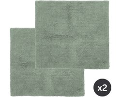 Tiseco Home Studio - Badmat RIVA - SET/2 - 100% katoen - antislip - Vierkant - 60x60 cm - Greenstone