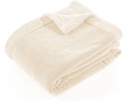 Tiseco Home Studio - Deken CHENILLE BRUSHED - microflanel plaid - 130x170 cm - Ivoor
