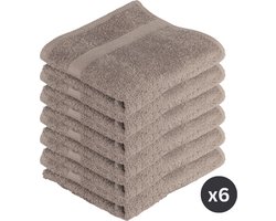 TISECO HOME STUDIO - Handdoek RIVA - SET/6 - 100% katoen - 450 g/m² - 100% katoen - superzacht en zeer absorberend - 50x100 cm - Taupe
