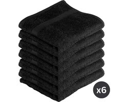 TISECO HOME STUDIO - Handdoek RIVA - SET/6 - 100% katoen - 450 g/m² - 100% katoen - superzacht en zeer absorberend - 50x100 cm - Zwart