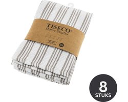 Tiseco Home Studio - Keukenhanddoek BASKET WEAVE - SET/8 - 100% katoen - met ophanglus - ultra-absorberend - sneldrogend- duurzaam materiaal - 50x70 cm - Taupe